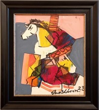 Mashkoor Raza, 12 x 14 Inch, Oil on Canvas, Horse Painting, AC-MR-661